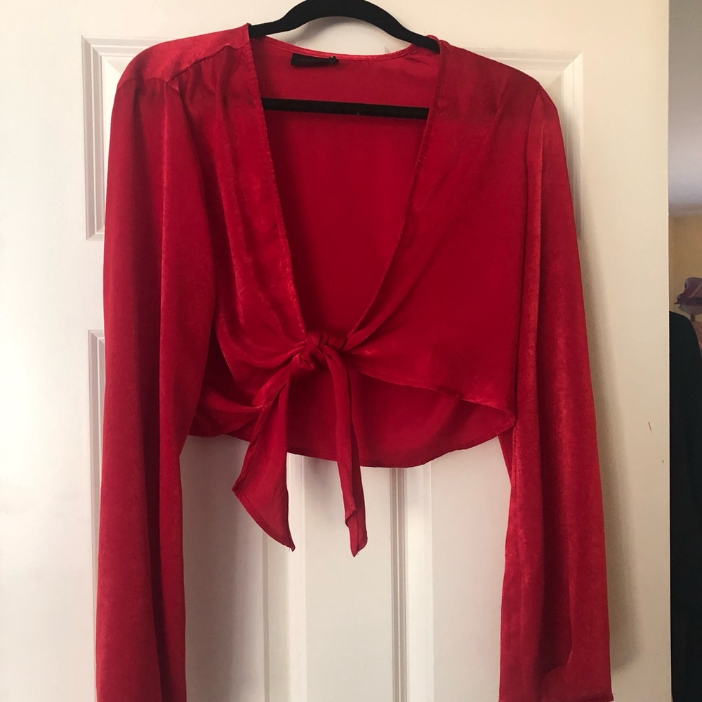 Satin Tie-up Crop Top